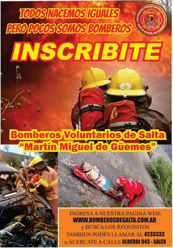 Convocan a salteños a ser bomberos voluntarios del cuartel Martin Miguel de Güemes