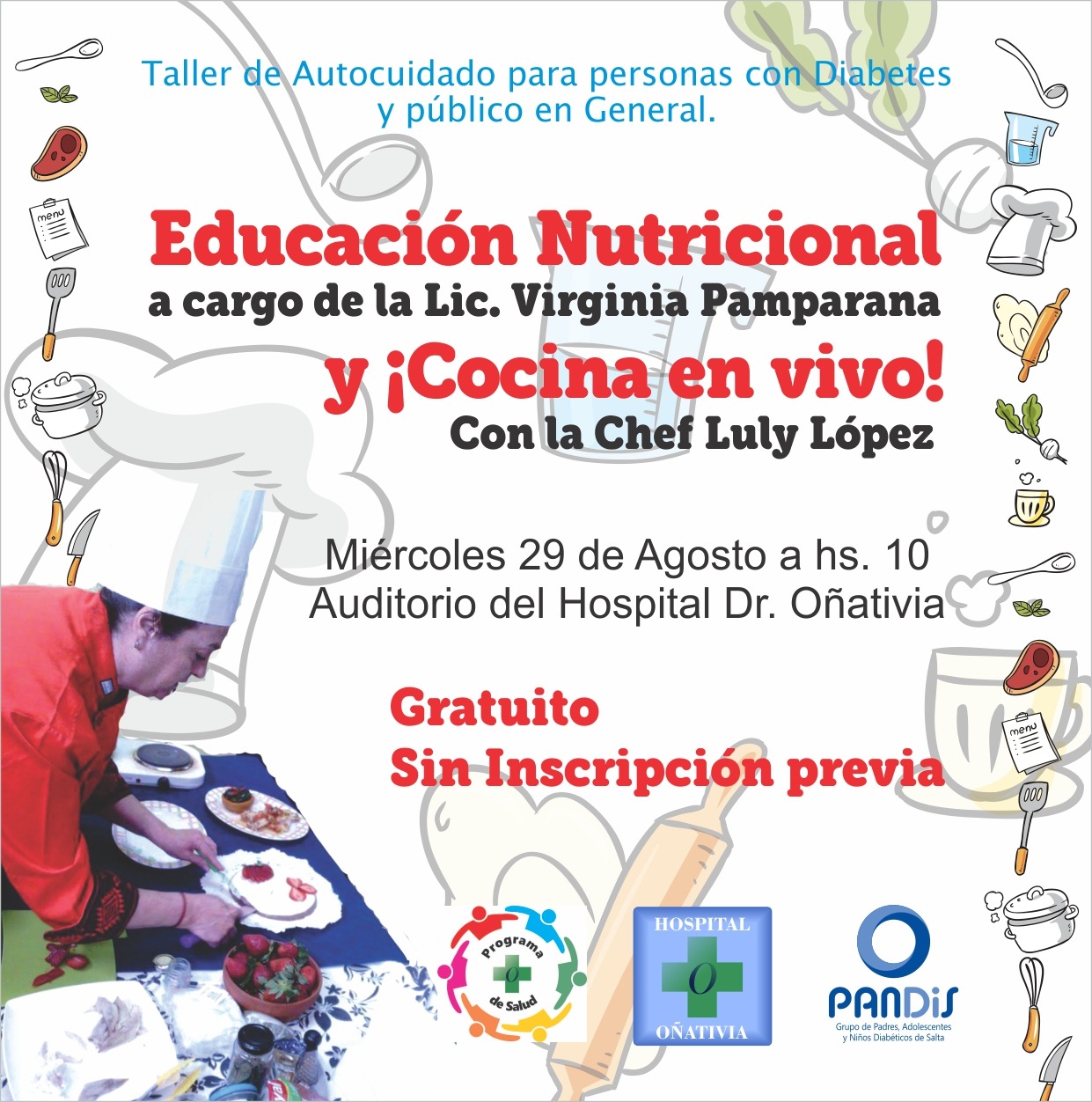 Taller gratuito de autocuidado para diabéticos en el hospital Arturo Oñativia