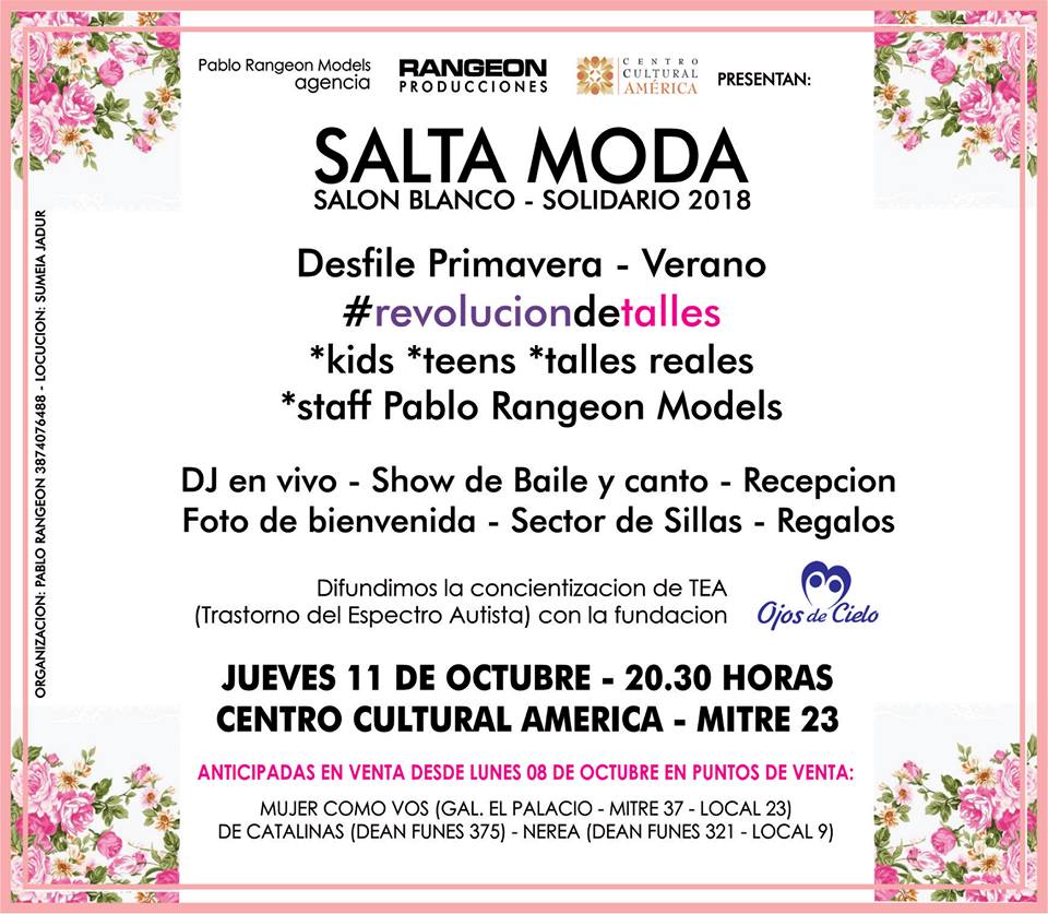 Desfile solidario de diseñadores salteños a beneficio de Fundación “Ojos de Cielo”