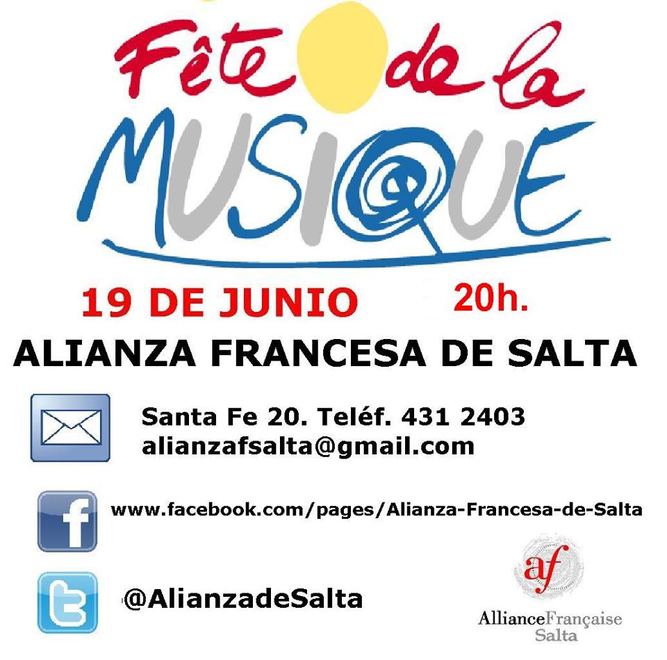 La Alianza Francesa de Salta ofrece “Fete de la Musique”