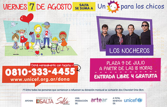 Todo listo para el festival “Un Sol para los Chicos” a beneficio de Unicef
