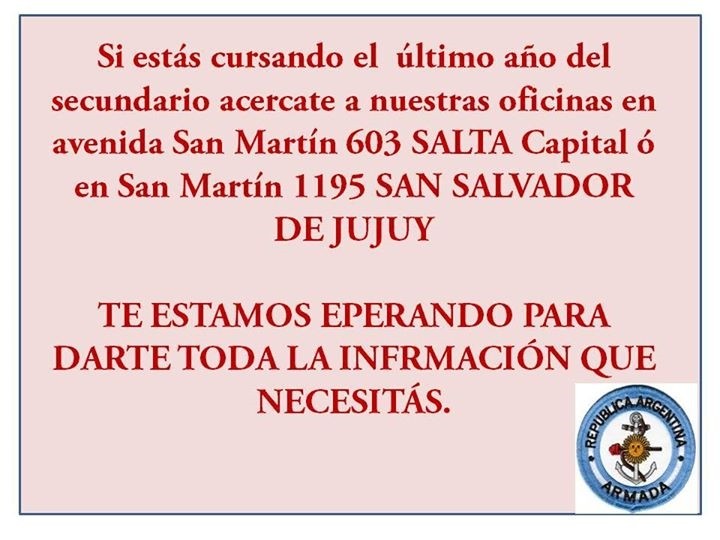 Siguen abiertas las inscripciones para ingresar a la Armada