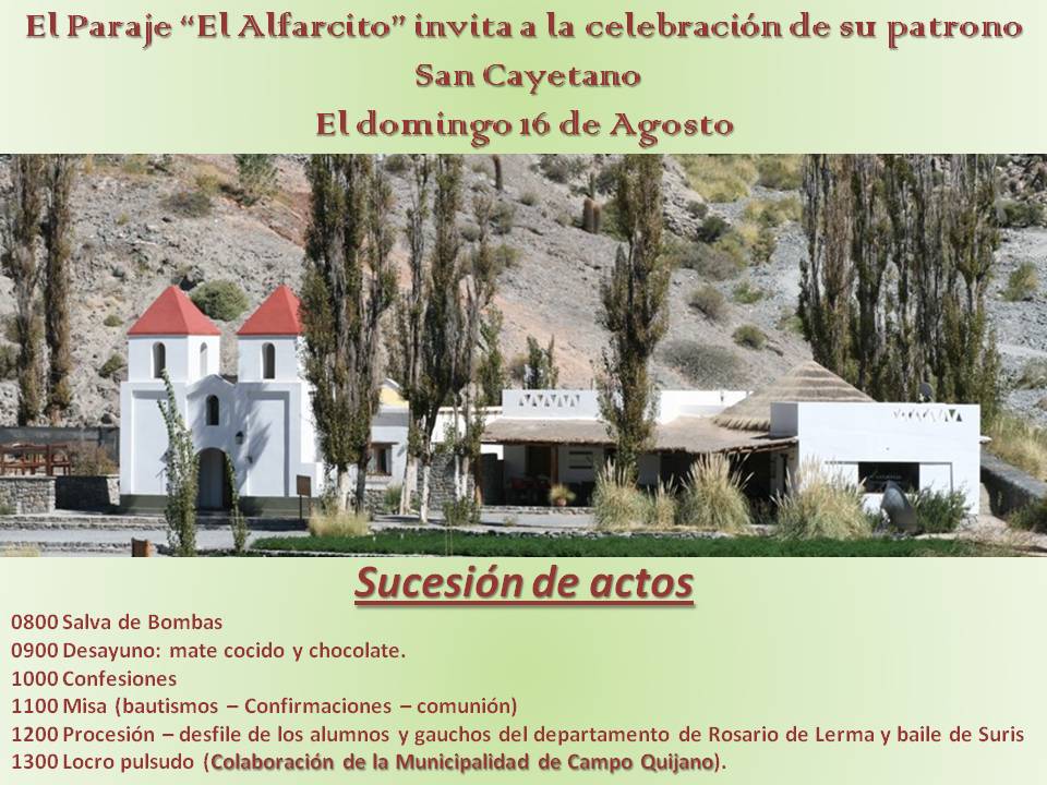 Celebración de las Fiestas Patronales de Alfarcito