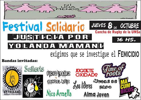 #NiunaMenos: Universitarios  realizan festival solidario para la familia de Yolanda Mamani