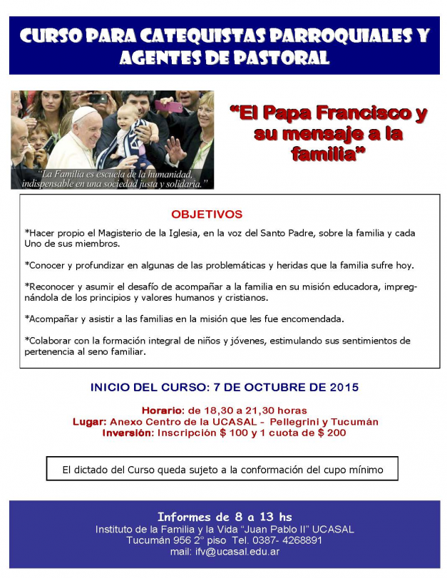 Curso para Catequistas Parroquiales y Agentes de Pastoral