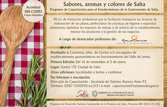 Dictarán capacitaciones para fortalecer la gastronomía local