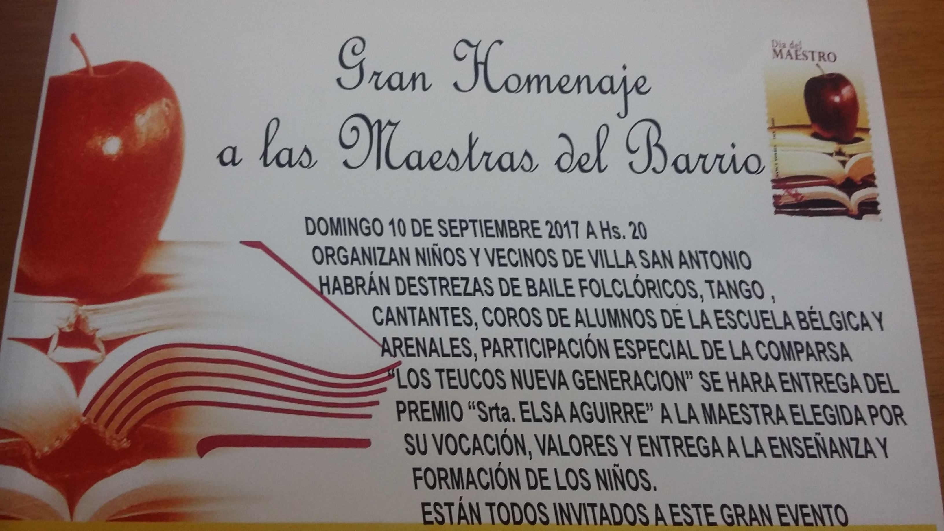 En villa San Antonio celebrarán el día del maestro con vecinos educadores de la zona
