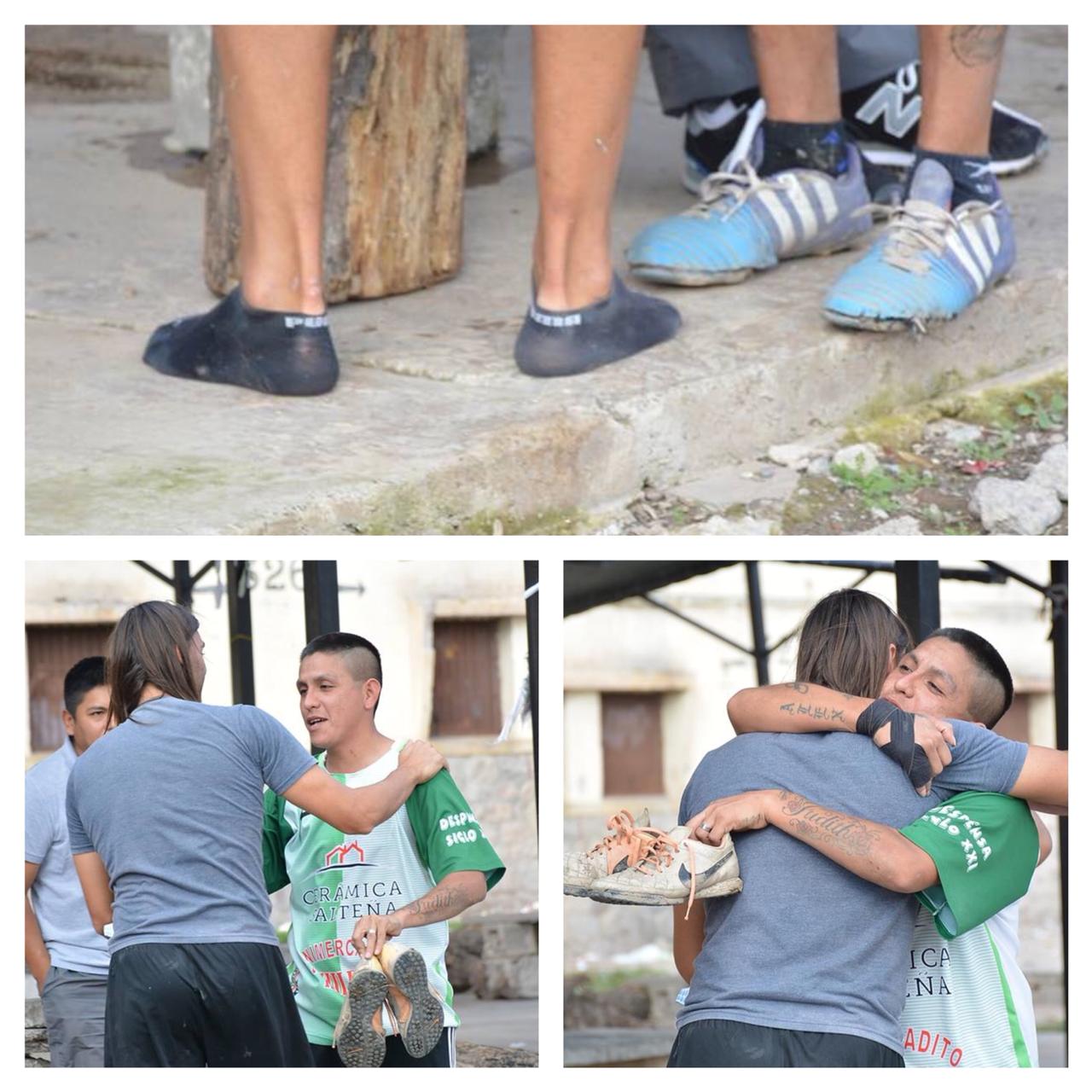 Gesto Solidario: Pablo González Di Pauli descalzado para ayudar a un interno del penal de villa Las Rosas