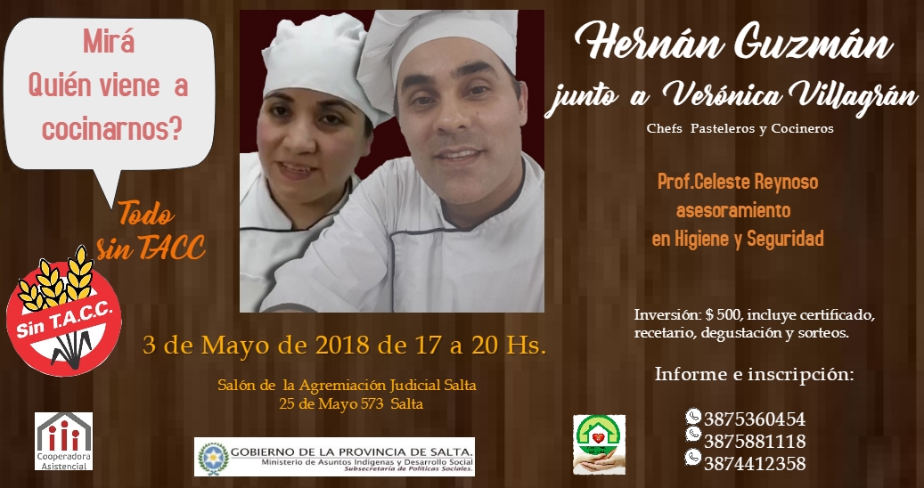 Reconocidos chefs brindarán capacitación en pastelería sin TACC para celíacos