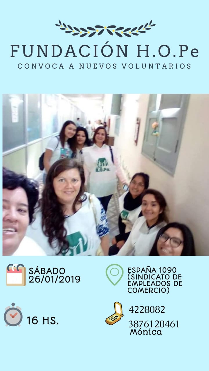 Convocan a voluntarios para la Fundación HOPe