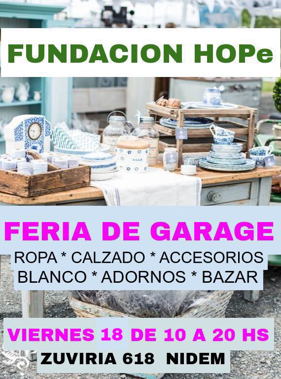 Fundación HOPe invita a todos los vecinos a participar de la Feria Garage