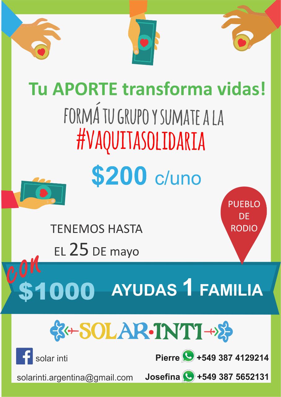 Fundación SOLAR INTI realiza una #VaquitaSolidaria para ayudar a 27 familias de Rodio del Valle Delgado