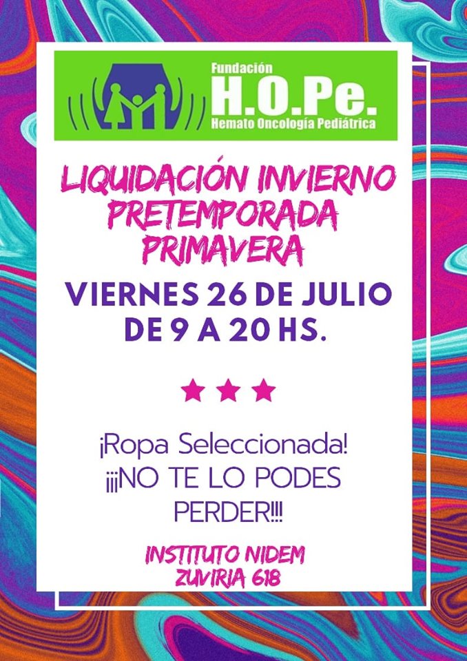 Feria de ropa solidaria para ayudar a Fundación Hope