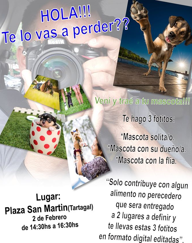 Atención Tartagal: Habrá sesiones de fotos a cambio de alimentos no perecederos