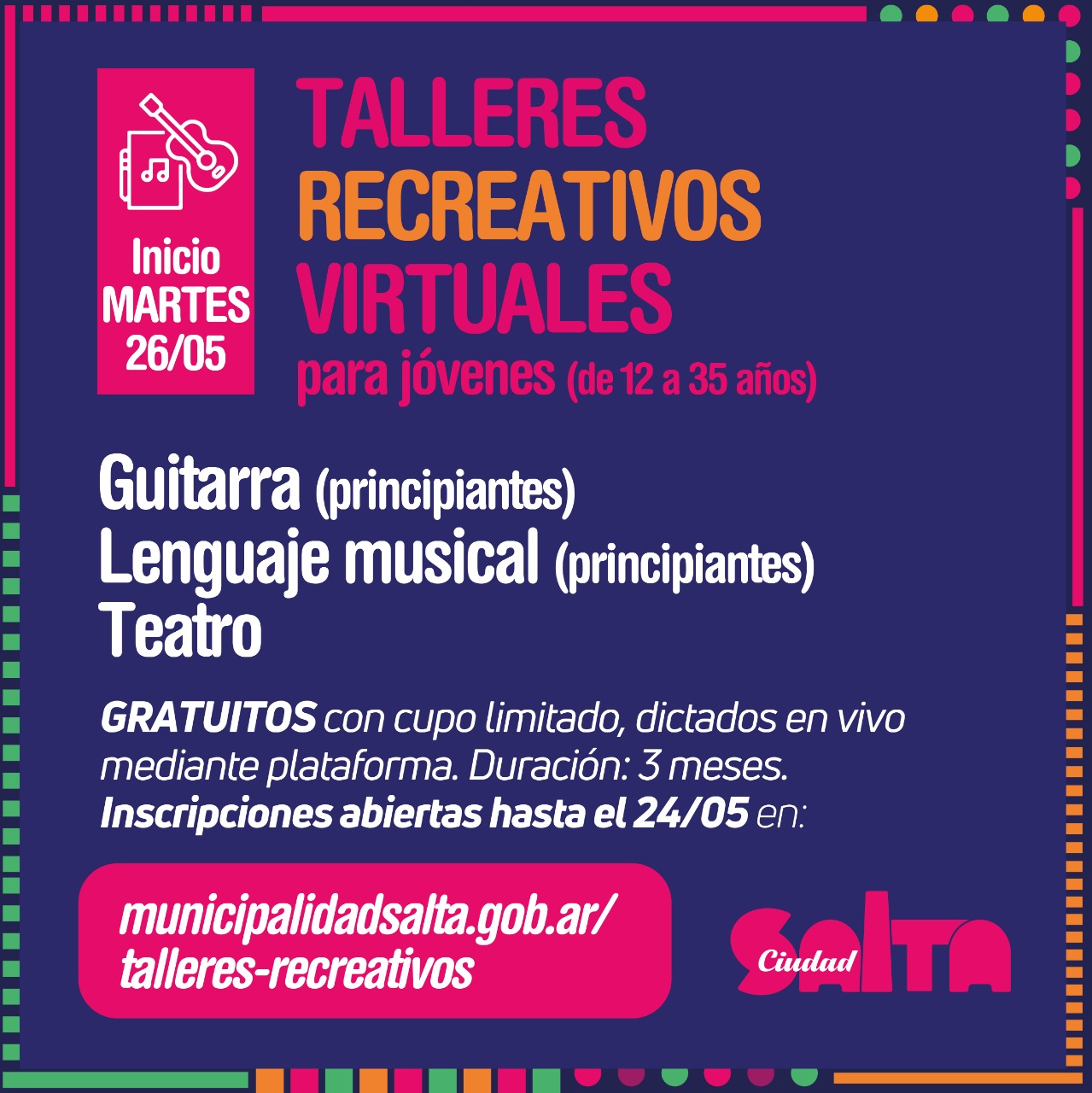 La Ciudad ofrece talleres recreativos virtuales para jóvenes