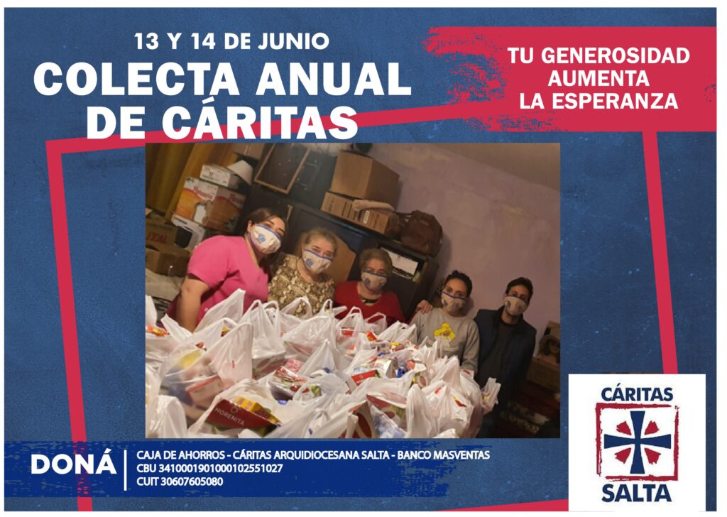El 13 y 14 de junio se realiza la Colecta Anual de Cáritas “Tu generosidad aumenta la esperanza”