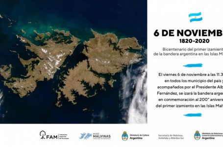 Conmemorarán en todo el país el bicentenario del primer izamiento de la bandera nacional en las Malvinas