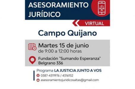 Vecinos de Campo Quijano y Rosario de Lerma podrán acceder al servicio de asesoramiento jurídico