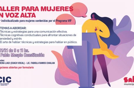 “En voz alta”: taller municipal para empoderar mujeres