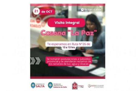 Postulaciones al subsidio de luz y agua: brindarán información en la Casona de La Paz