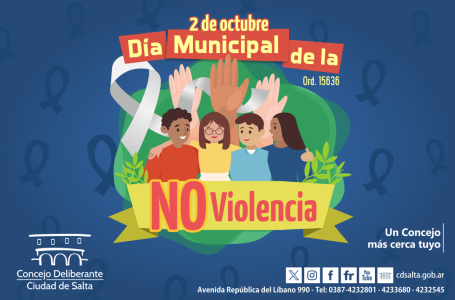 El 2 de octubre se conmemora el Día Municipal de la No Violencia